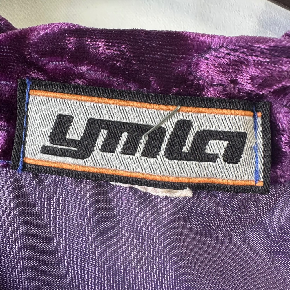 Vintage YMLA Unisex Purple Crushed Velvet Textured Button Down Shirt Long Sleeve - Picture 7 of 7